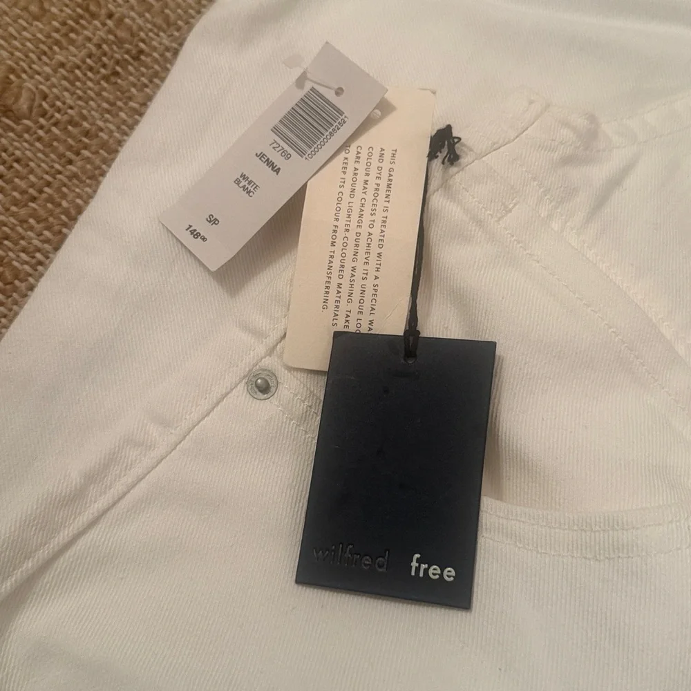 NEW Aritzia Wilfred free Jenna White Denim Exposed Zipper Overalls NWT Small